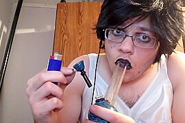 Dressed Up Like A Goth Woman To Smoke A Bowl Pt.1 - free porn video