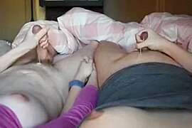 Trannys lay down and cum together - free porn video