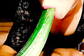 Self-Facial of Feminine Sissy Trap Teen and Playing with Huge Cucumber (18+) - free porn video