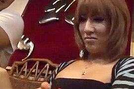 Japanese ladyboy cums hard in restaurant - free porn video