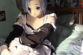 Rem (Re;Zero) Kigurumi Masturbation while legs are wrapped up - free porn video
