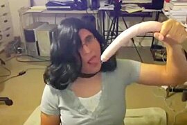 slutty camwhore proudly deepthroats 13-inch dildo - free porn video