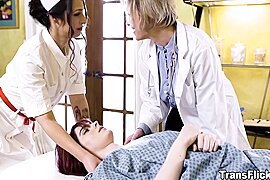 Hot Threesome Fuck With Busty Doctor And Trans Nurse - free porn video