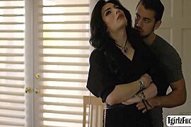 Brunette Tranny Ariel Demure Fucks Boss Big Cock In Office - free porn video