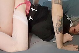 Skinny Crossdressing Nikki Gets Cum On Her Bum Part 2 - free porn video