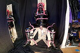 Strapped To Fucking Machine Chair In Pvc Catsuit Gagged In Chastity - free porn video