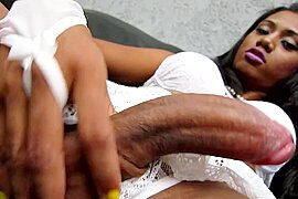 Black T-Girl Ju Osmark Masturbates Her Cock - free porn video