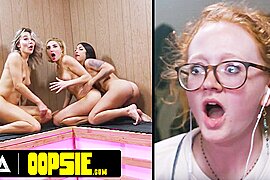 OOPSIE - Horny Cis Babe s Sneaky Handjob In Sauna Sparks Wild Trans Threesome Caught By Janitor - free porn video