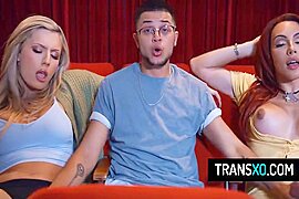 Ariel Venus, Jade Venus And Ariel Demure - Two Shemales Fuck A Trans Man At The Cinema - free porn video